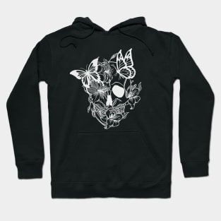 Skull with butterflies and lilies. Cool Hippie Skulls Hoodie